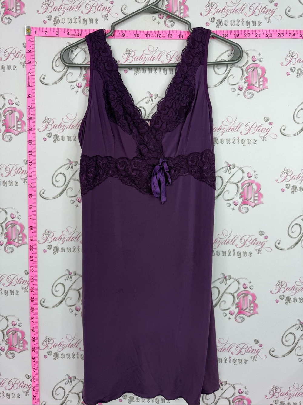 VX INTIMATE COLLECTION DRESS Elegant Purple Lace-Trim Mini Dress